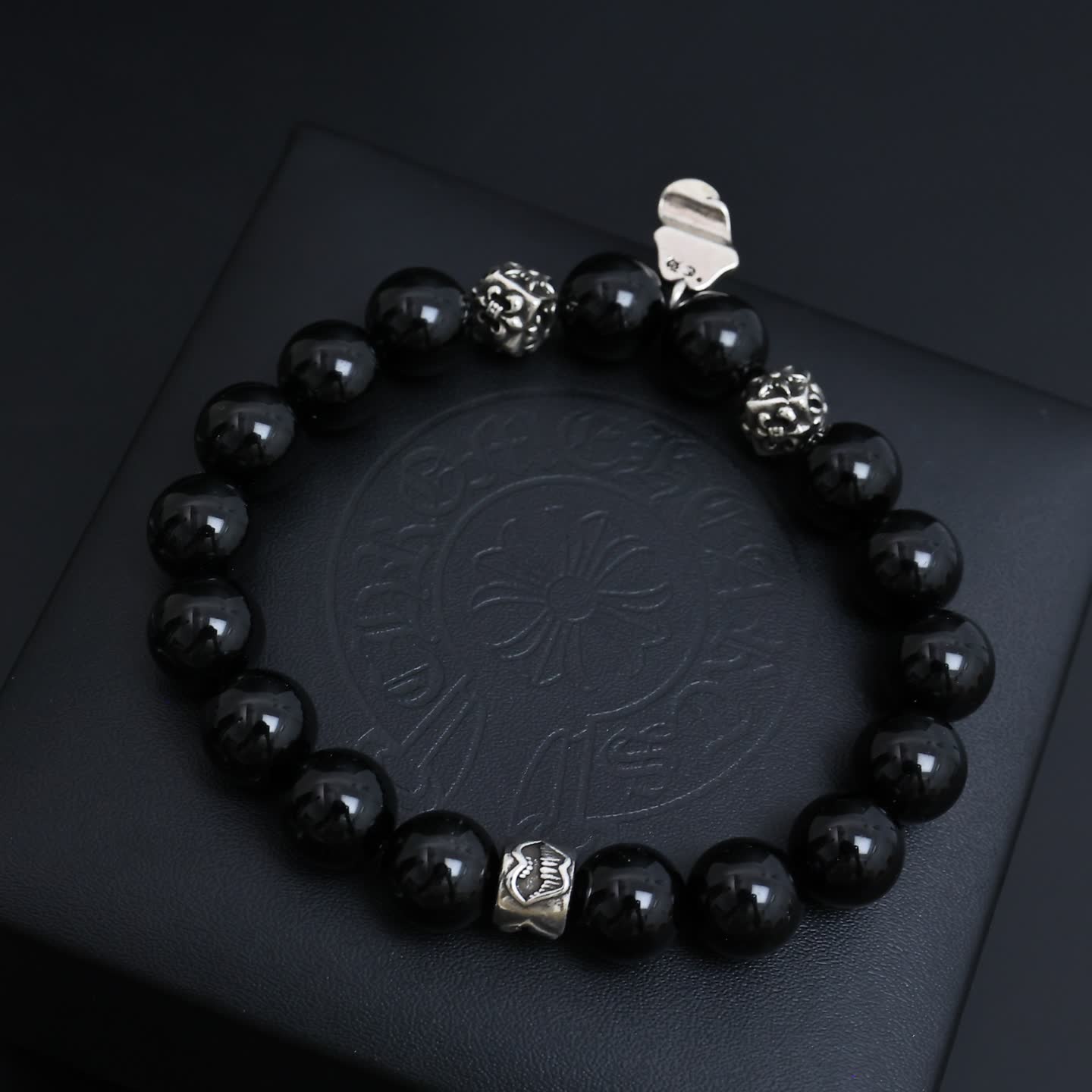 Chrome Hearts Silver Beaded Bracelet Set